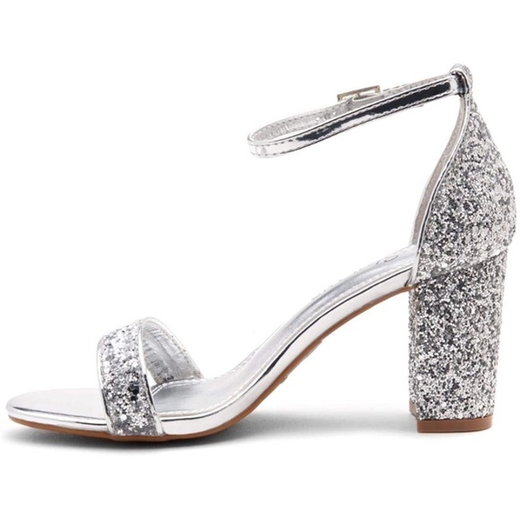 $5 shipping… Women's Open Toe Ankle Strap Chunky Block Low Heel Dress Pump - Picture 3 of 8